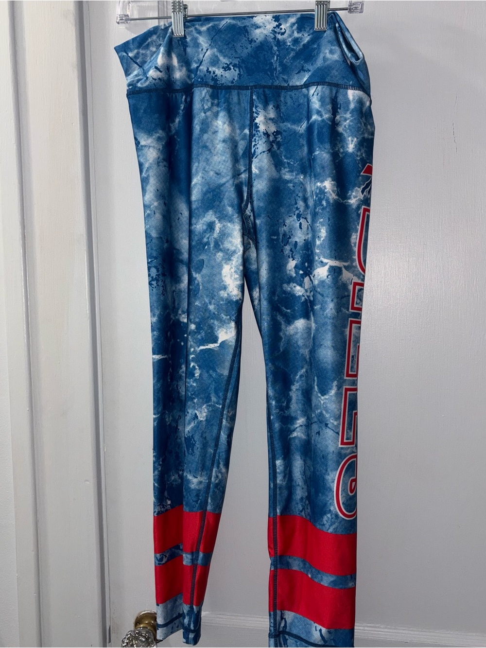 Buffalo Bills Tie-Dye Print Leggings with Red Accent